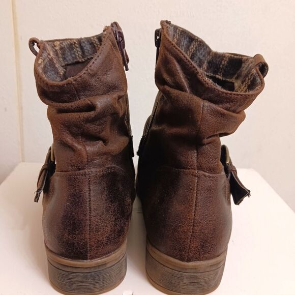 WEAR.EVER  Women's Brown Rugged Plaid Distresssed Ankle Boots. Size 6.5 - Picture 13 of 14